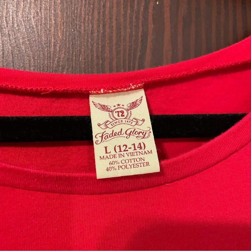 Faded Glory Large​ Cherry Red Scoop Neck Cotton Midi Dress T-Shirt Dress - Picture 4 of 5